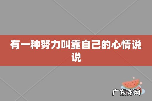 有一种努力叫靠自己的心情说说