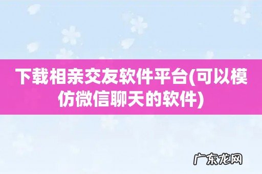 可以模仿微信聊天的软件 下载相亲交友软件平台