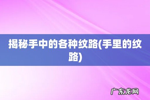 手里的纹路 揭秘手中的各种纹路