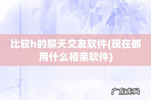 现在都用什么相亲软件 比较h的聊天交友软件