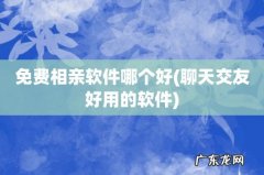 聊天交友好用的软件 免费相亲软件哪个好