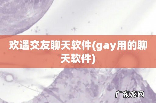 gay用的聊天软件 欢遇交友聊天软件
