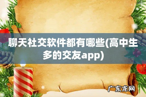 高中生多的交友app 聊天社交软件都有哪些