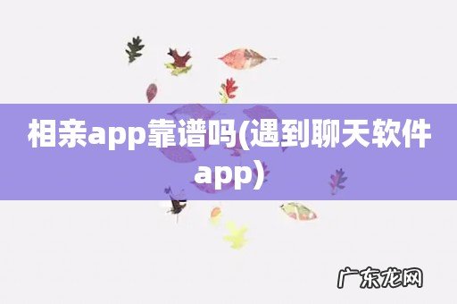 遇到聊天软件app 相亲app靠谱吗