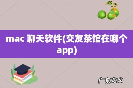 交友茶馆在哪个app mac 聊天软件
