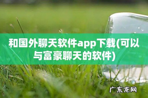 可以与富豪聊天的软件 和国外聊天软件app下载