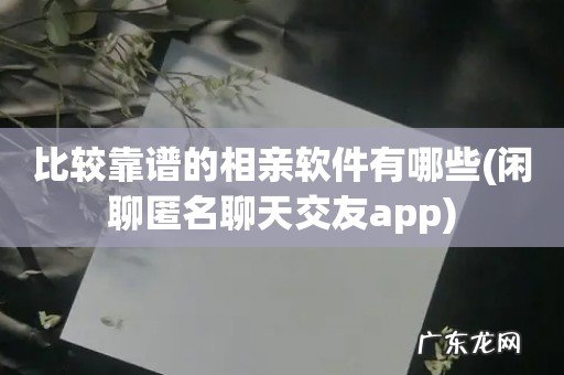 闲聊匿名聊天交友app 比较靠谱的相亲软件有哪些