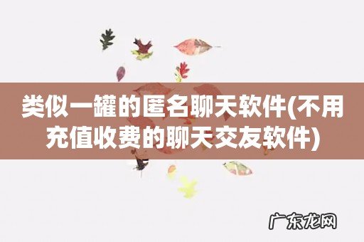 不用充值收费的聊天交友软件 类似一罐的匿名聊天软件