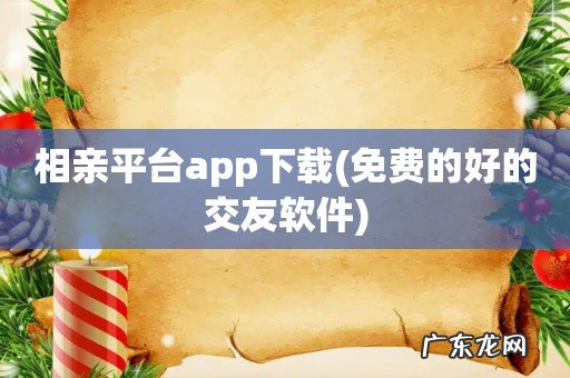 免费的好的交友软件 相亲平台app下载