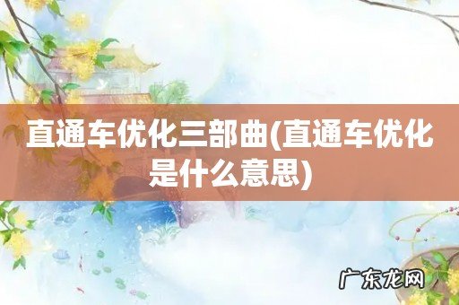 直通车优化是什么意思 直通车优化三部曲