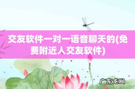 免费附近人交友软件 交友软件一对一语音聊天的