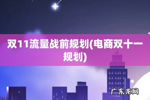 电商双十一规划 双11流量战前规划