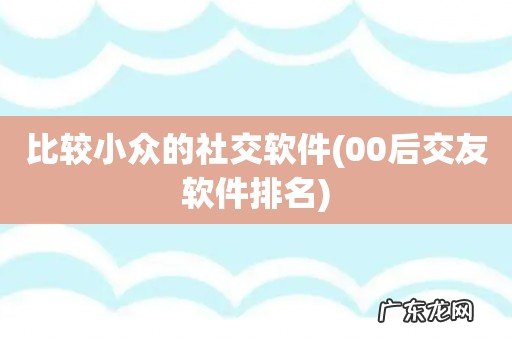 00后交友软件排名 比较小众的社交软件