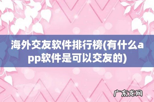 有什么app软件是可以交友的 海外交友软件排行榜