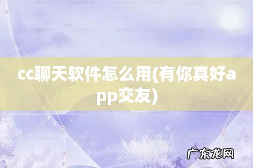 有你真好app交友 cc聊天软件怎么用