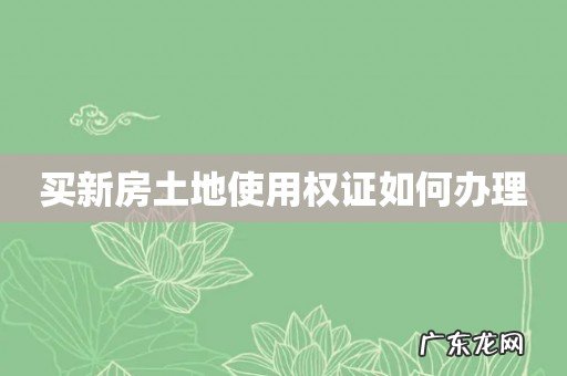 买新房土地使用权证如何办理