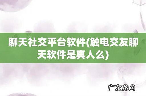 触电交友聊天软件是真人么 聊天社交平台软件