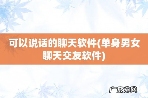 单身男女聊天交友软件 可以说话的聊天软件