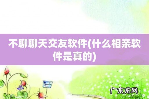 什么相亲软件是真的 不聊聊天交友软件