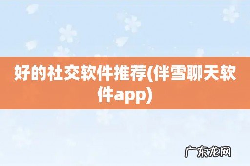伴雪聊天软件app 好的社交软件推荐