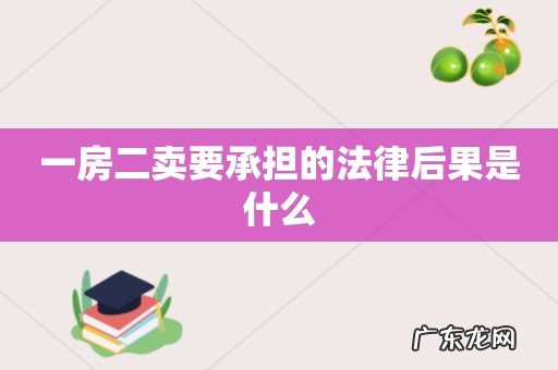 一房二卖要承担的法律后果是什么