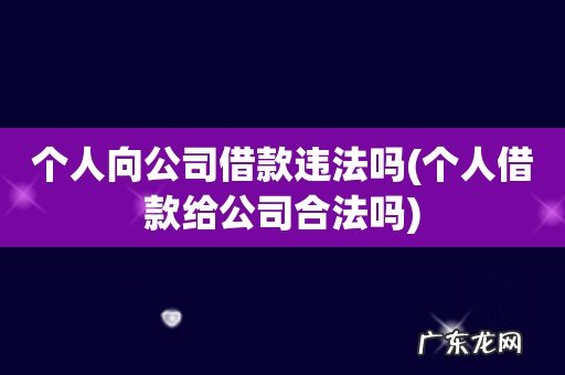 个人借款给公司合法吗 个人向公司借款违法吗