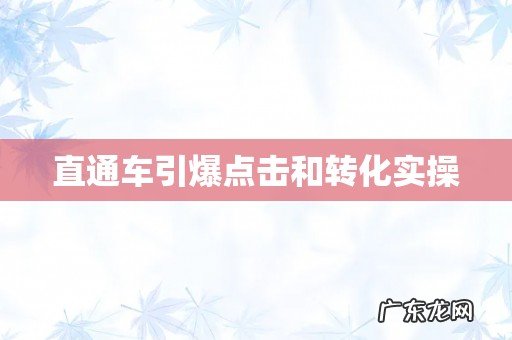 直通车引爆点击和转化实操