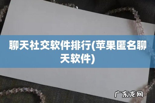 苹果匿名聊天软件 聊天社交软件排行