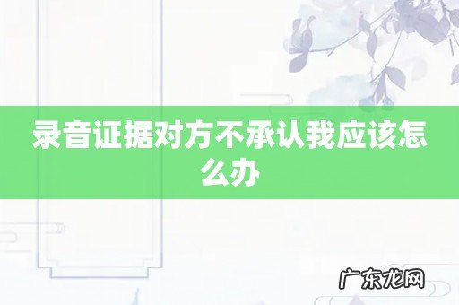 录音证据对方不承认我应该怎么办