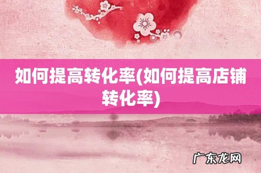 如何提高店铺转化率 如何提高转化率