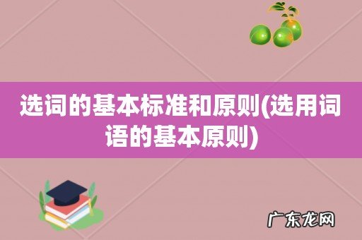 选用词语的基本原则 选词的基本标准和原则