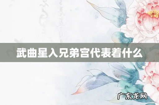 武曲星入兄弟宫代表着什么