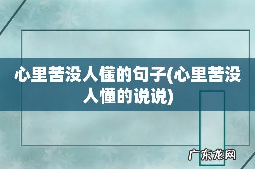 心里苦没人懂的说说 心里苦没人懂的句子