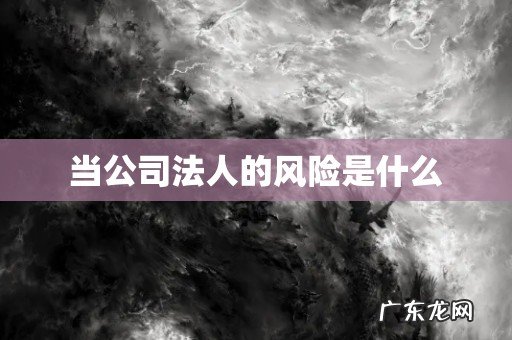 当公司法人的风险是什么