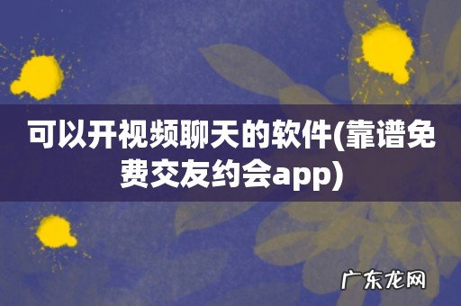 靠谱免费交友约会app 可以开视频聊天的软件