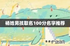 杨姓男孩取名100分名字推荐