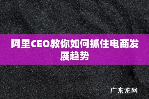 阿里CEO教你如何抓住电商发展趋势