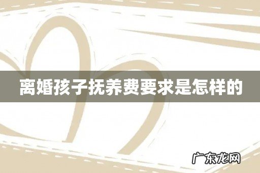 离婚孩子抚养费要求是怎样的