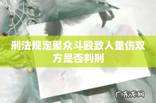 刑法规定聚众斗殴致人重伤双方是否判刑