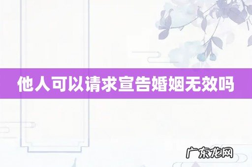 他人可以请求宣告婚姻无效吗