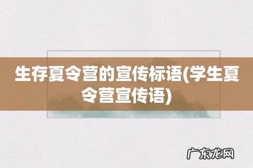 学生夏令营宣传语 生存夏令营的宣传标语