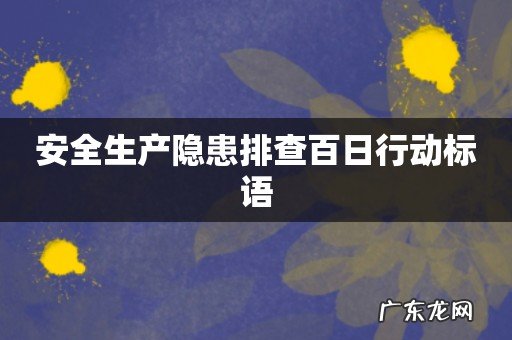 安全生产隐患排查百日行动标语