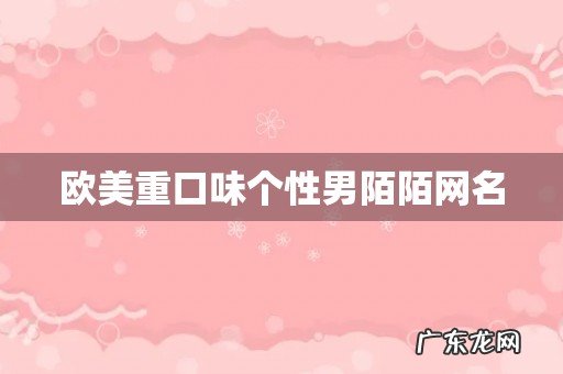 欧美重口味个性男陌陌网名