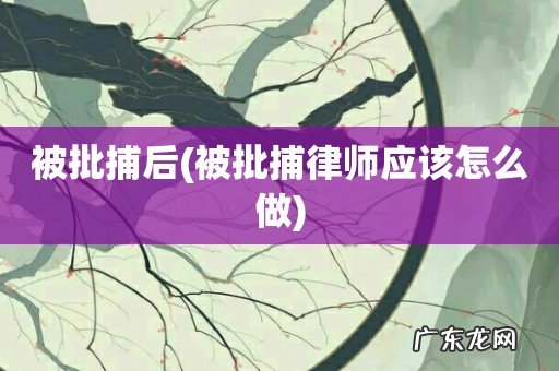 被批捕律师应该怎么做 被批捕后