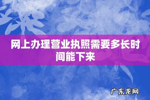 网上办理营业执照需要多长时间能下来
