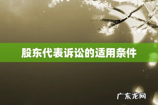 股东代表诉讼的适用条件