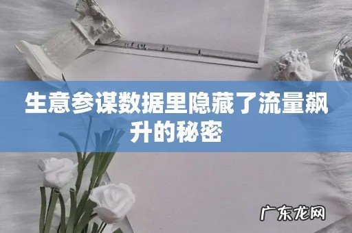 生意参谋数据里隐藏了流量飙升的秘密