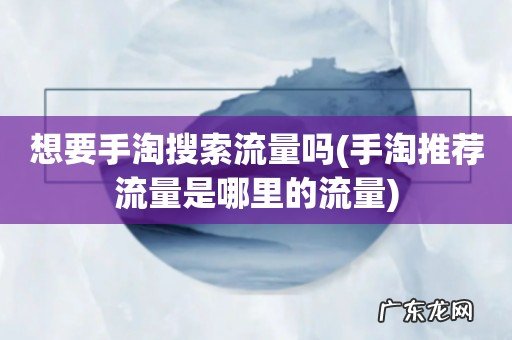 手淘推荐流量是哪里的流量 想要手淘搜索流量吗