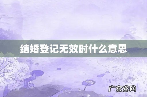 结婚登记无效时什么意思