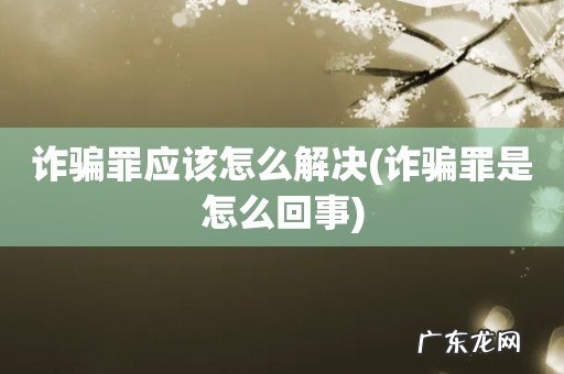 诈骗罪是怎么回事 诈骗罪应该怎么解决